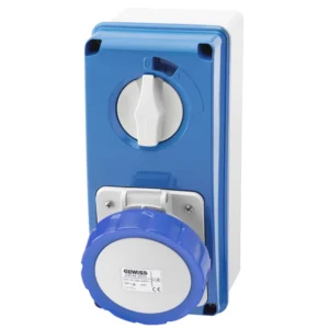 Gewiss Socket Double Pole+Earth Vertical Interlock 16A 230V Blue Owb 6H Sbf