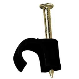 Newlec Nail in Round Cable Clip Black for 6-7mm Diameter Cables [Pack=100]