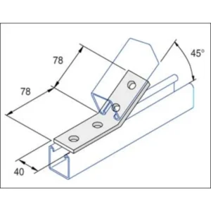 Unistrut Bracket 45° 4 Hole 40X89X92mm Steel Hot Dipped Galvanised