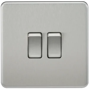 Knightsbridge MLA Screwless 10AX 2G 2-Way Switch - Brushed Chrome