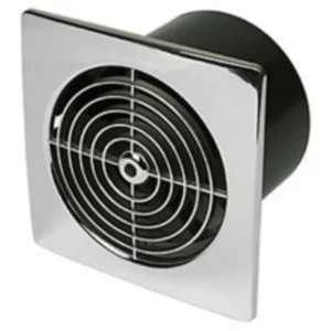 Manrose Lo Profile Square Bathroom Fan Timer Chrome 100mm