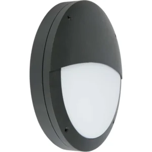 KSR Lighting Bulkhead IP65 Eyelid Microwave Sensor 18W Black 4000K 670Lm Led