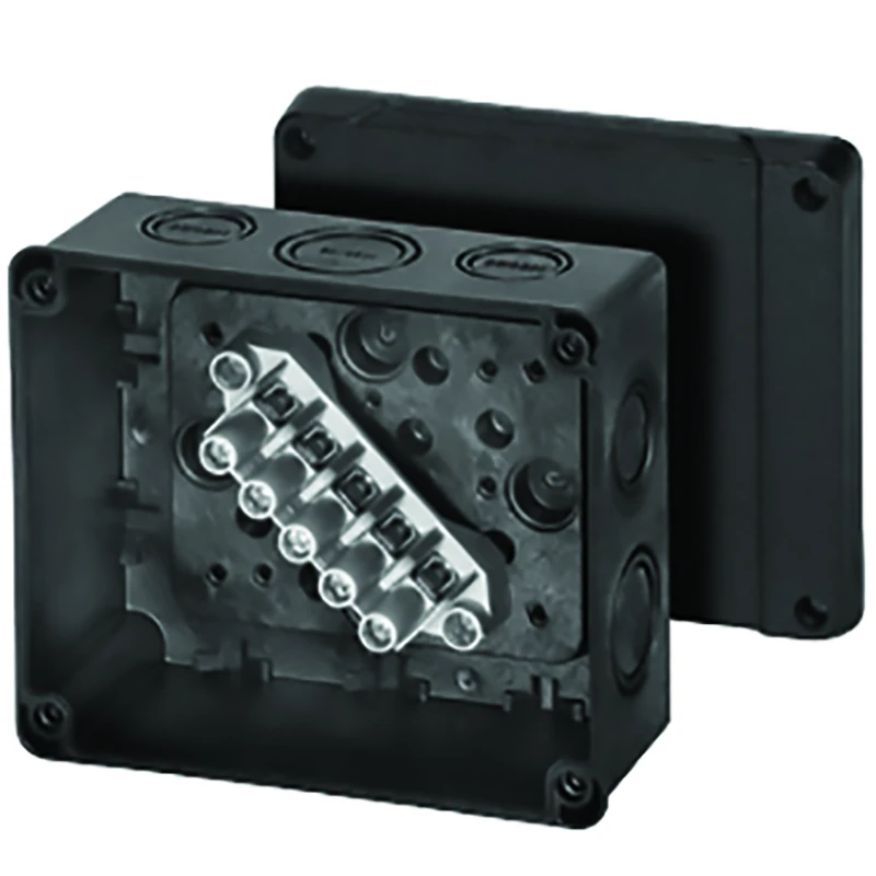 Newlec Junction Box 5 Pole 6.0mm² Terminals 138 x 119 x 70mm² IP65 Black