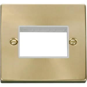 Click Scolmore Front Plate 1 Gang 3 Aperture Satin Brass White Gasket Victorian