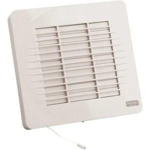 Newlec Wall/Window Axial Fan Standard 150mm White with Pullcord+Auto Shutter