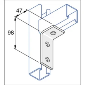Unistrut Bracket 90° 3 Hole 98X47mm Steel Hot Dipped Galvanised