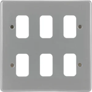 Hager Grid Plate 6 Gang Grey Metalclad