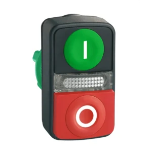Schneider Electric Harmony XB5 Green Flush/Red Projecting Illuminated Double-Headed Pushbutton 22mm Withmarking