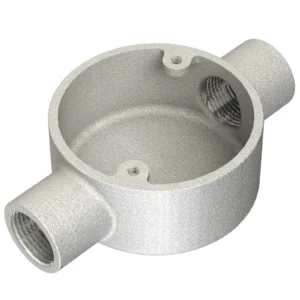 Newlec 25mm Steel Conduit Through Box Straight 2-Way Malleable - Galvanised Steel