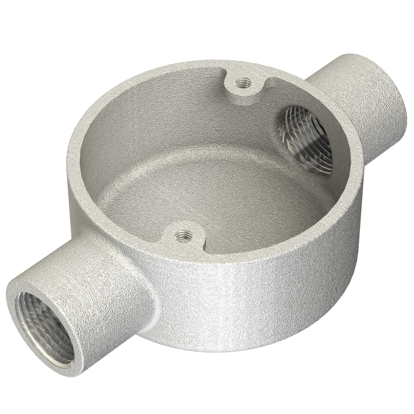 Newlec 25mm Steel Conduit Through Box Straight 2-Way Malleable - Galvanised Steel - Image 2