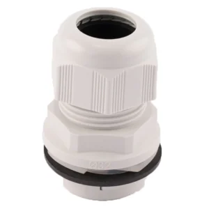 Newlec Dome Top Stuffing Gland 32mm IP68 Nylon Grey for 15-21mm Dia Cables C/W Locknut (Pack=2)