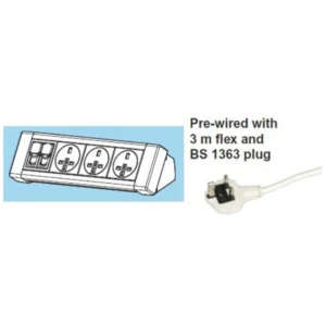 Legrand Desk Unit On-Desk Module 3 Gang 3.15A 3M White Bs1363&2Xc5/6 Cable