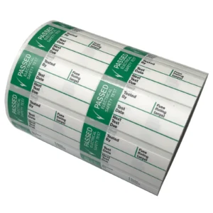 Industrial Signs Pass Test Labels SML S/A Write on Vinyl on a Roll 35 x 15mm