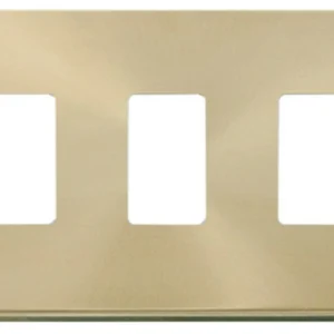 Click Scolmore Victorian Satin Brass 3 Gang GridPro Frontplate
