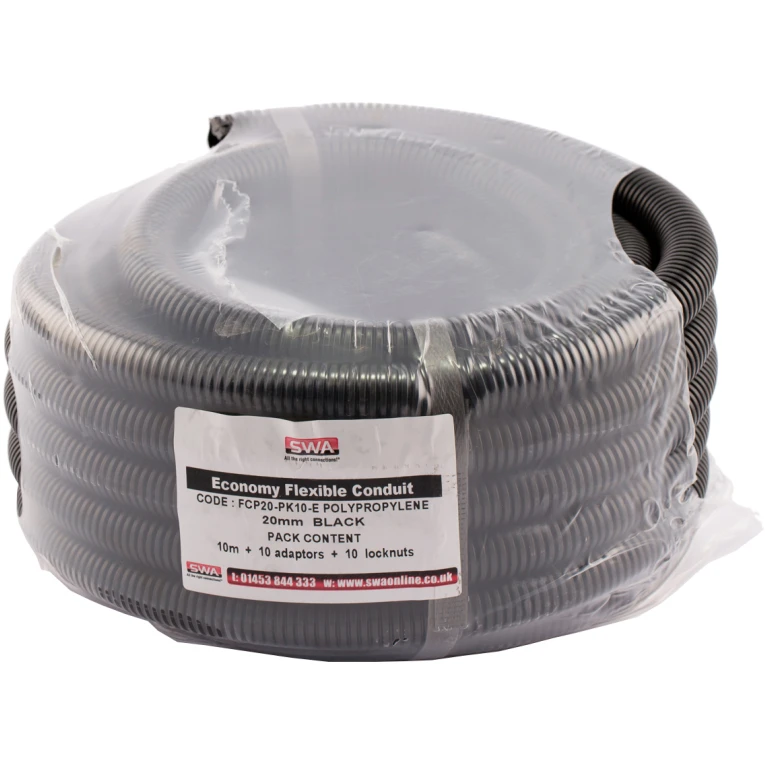 SWA Conduit Flexible Economy 10M Pack 20mm Polypropylene Black - Image 3