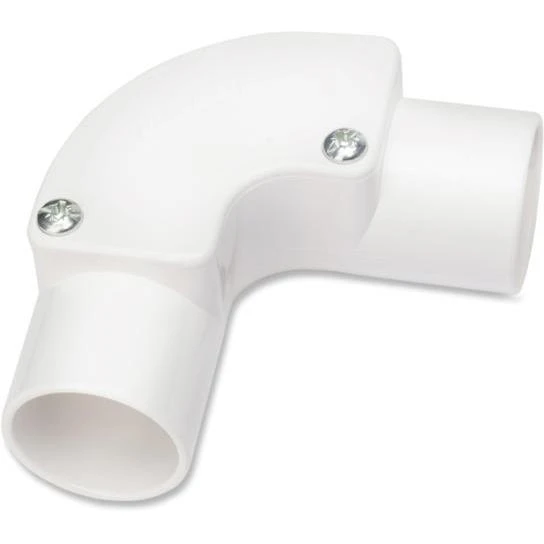 Newlec 20mm PVC Conduit Inspection Elbow 2 Part Snap Together White - Image 2