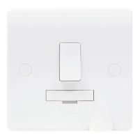 Newlec White Slimline Curved 13A Switched Fused Spur Connection Unit With Flex Outlet Features A Raised Bottom Exit Flex Out Point