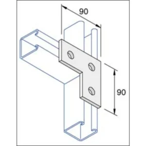 Unistrut Plate Flat L Shape 3 Hole 90 x 90mm Steel Hot Dipped Galvanised