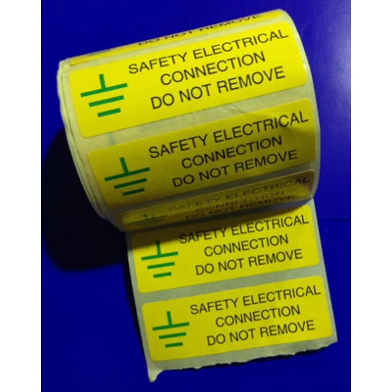 Industrial Signs 75 x 25mm Black/Green On Yellow Safety Electrical Connection Self Adhesive Vinyl Label - Image 2