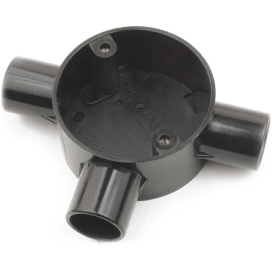 Newlec 20mm PVC Conduit Equal Tee Box 3 Way Black