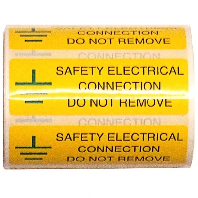 Industrial Signs 75 x 25mm Black/Green On Yellow Safety Electrical Connection Self Adhesive Vinyl Label - Image 4