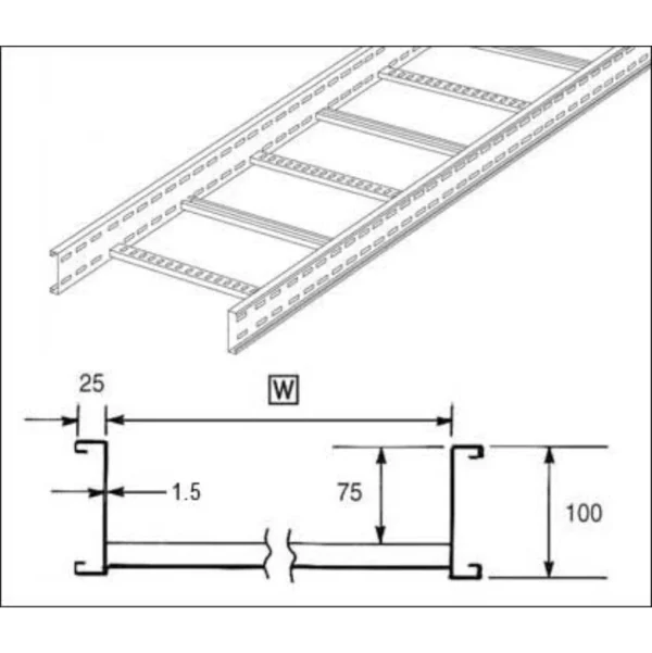 Unistrut Ladder Rack Cable 900 x 100mm x 3m Steel Hot Dipped Galvanised ...
