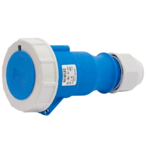 Newlec Industrial Power Connector Female Screw 2P+E 32A 230V IP67 Blue