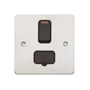 MK Electric Connection Unit Double Pole Switched Fused Spur Neon 13A Brushed Stainless Steel Blacks