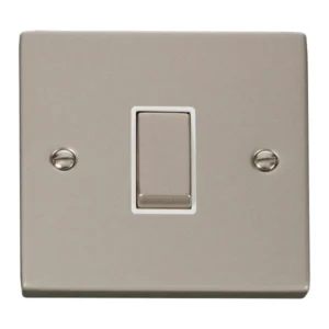 Click Scolmore Plate Switch 1 Gang 2 Way 10A Pearl Nickel White Insert Victorian