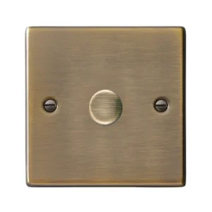 Hamilton Dimmer Switch 1 Gang LED 2 Way Push On/Off 100W 88X88mm Antique Brass
