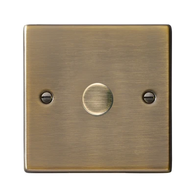 Hamilton Dimmer Switch 1 Gang LED 2 Way Push On/Off 100W 88X88mm Antique Brass - Image 2
