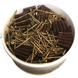 Newlec Trade Tub Brown Wall Plugs+No5 x 40mm Countersunk Wood Screws