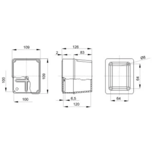 Gewiss Junction Box Smooth Walls Deep Screwed Lid 100X100X120mm Grey Ral