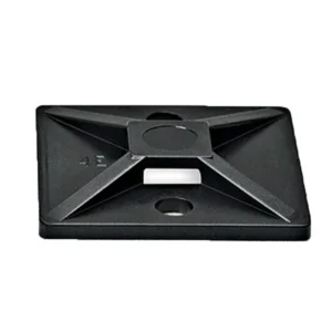 Newlec Cable Tie Mounting Base Self Adhesive 4 Way 19mm x 19mm Black [Pack=100]
