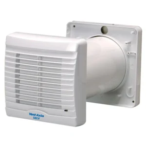 Vent-Axia Fan Va100Svx12P Axial Bathroom 100mm White Shutter&Pullcord