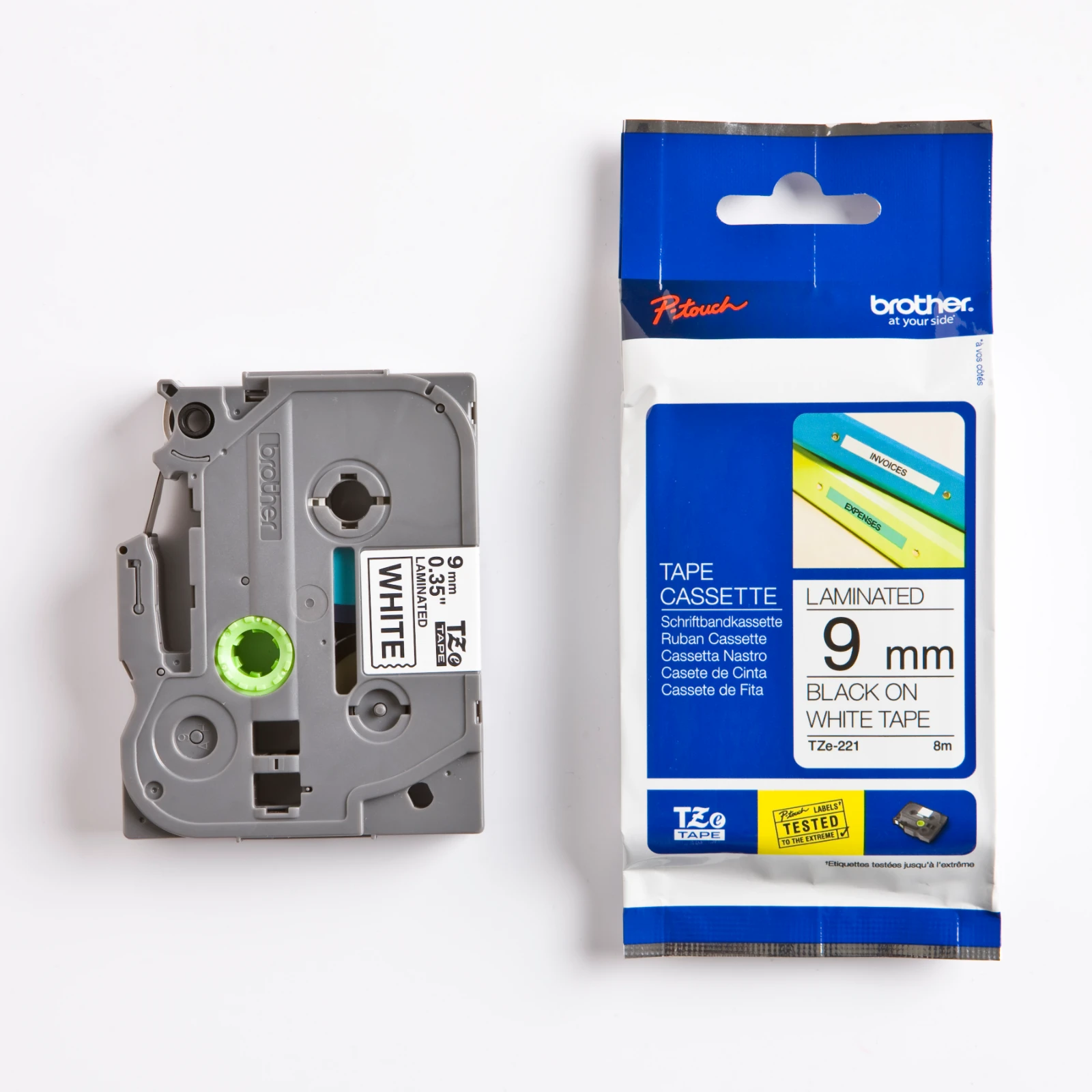 Brother Tape Labelling Tze Laminated 9mm x 8m Black On White - Image 2