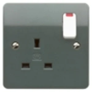 MK Electric 13A 1 Gang Double Pole Switch Socket with Graphite Frontplates Neons and Dual Earth Terminals