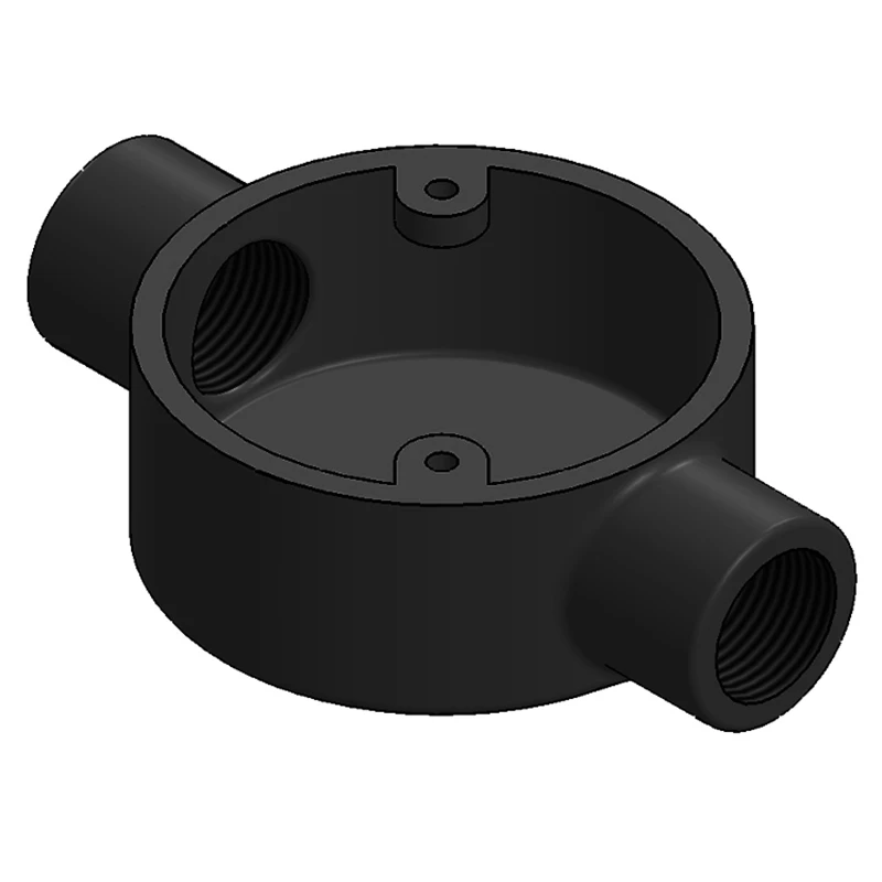 Metpro Malleable Steel Small Terminal Box 2-Way 20mm Black Enamel - Image 2