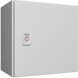 Newlec Enclosure Weatherproof RAL7035 300 x 300 x 210mm IP66 Light Grey Steel C/W Backplate