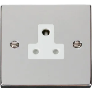 Click Scolmore Victorian Polished Chrome White Insert 5A Round Pin Socket Outlet