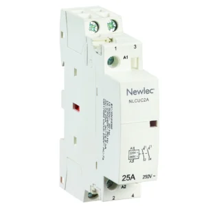 Newlec Contactor Double Pole DIN Rail Mounting Single Module 25A 230V