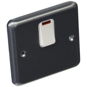 MK Electric 20A 1 Gang DP Switch with Neon, Brushed Chrome