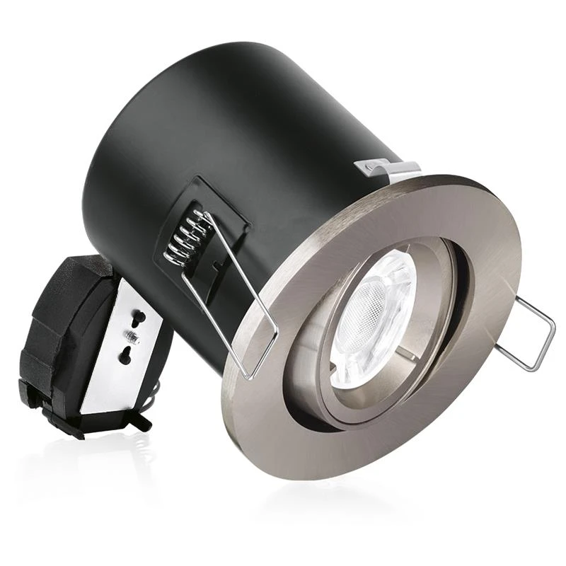 Aurora Downlight Adjustable ACousticfire Protect 240V Satinnickel Lockring