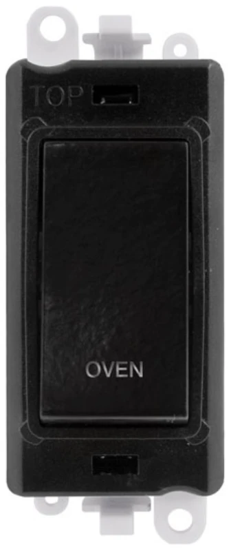 Click Scolmore Oven Laser Etched Legend Black Frame 20AX Black Double Pole Switch Module