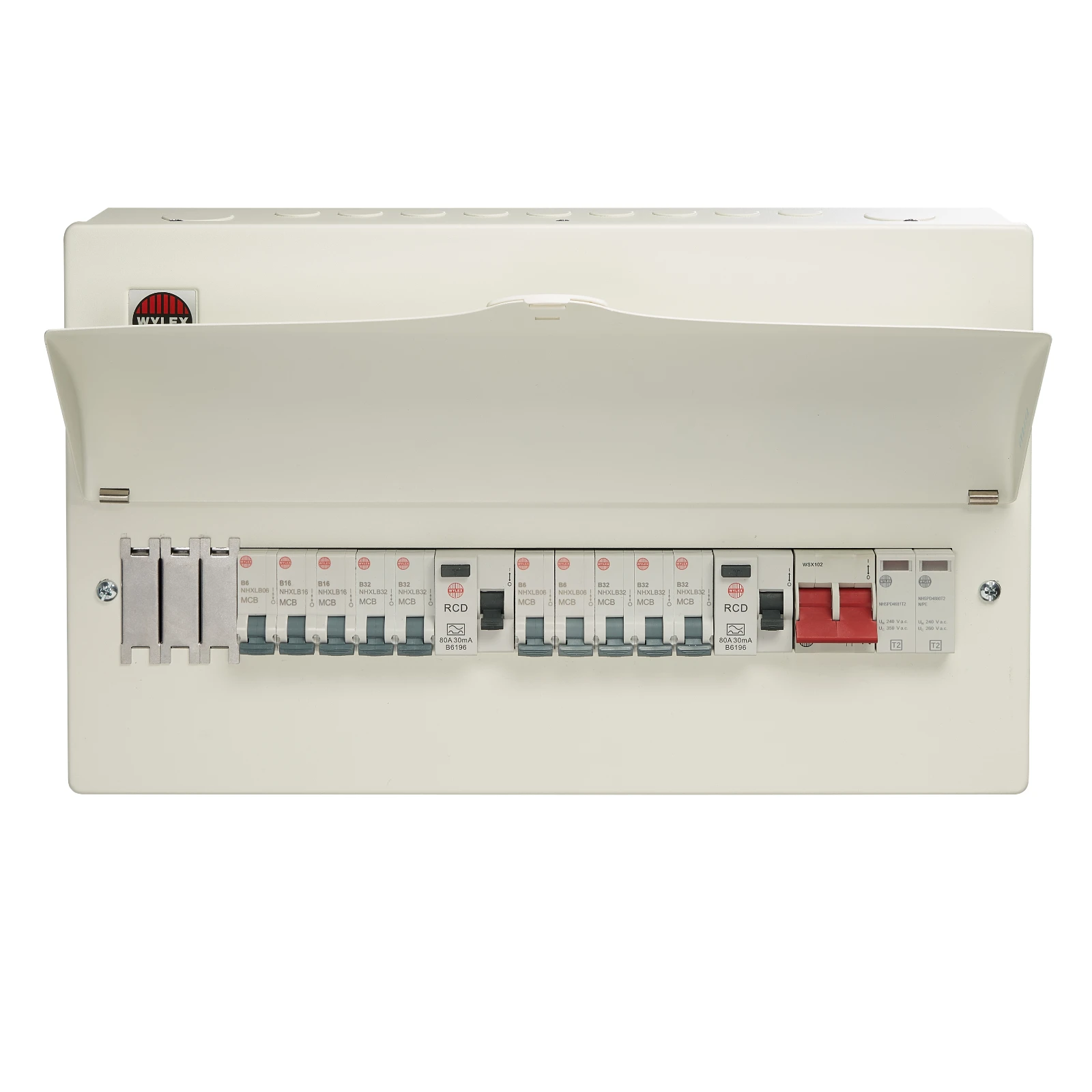 Wylex Consumer Unit Surge Protection Device 13Way Populated 10 X MCB