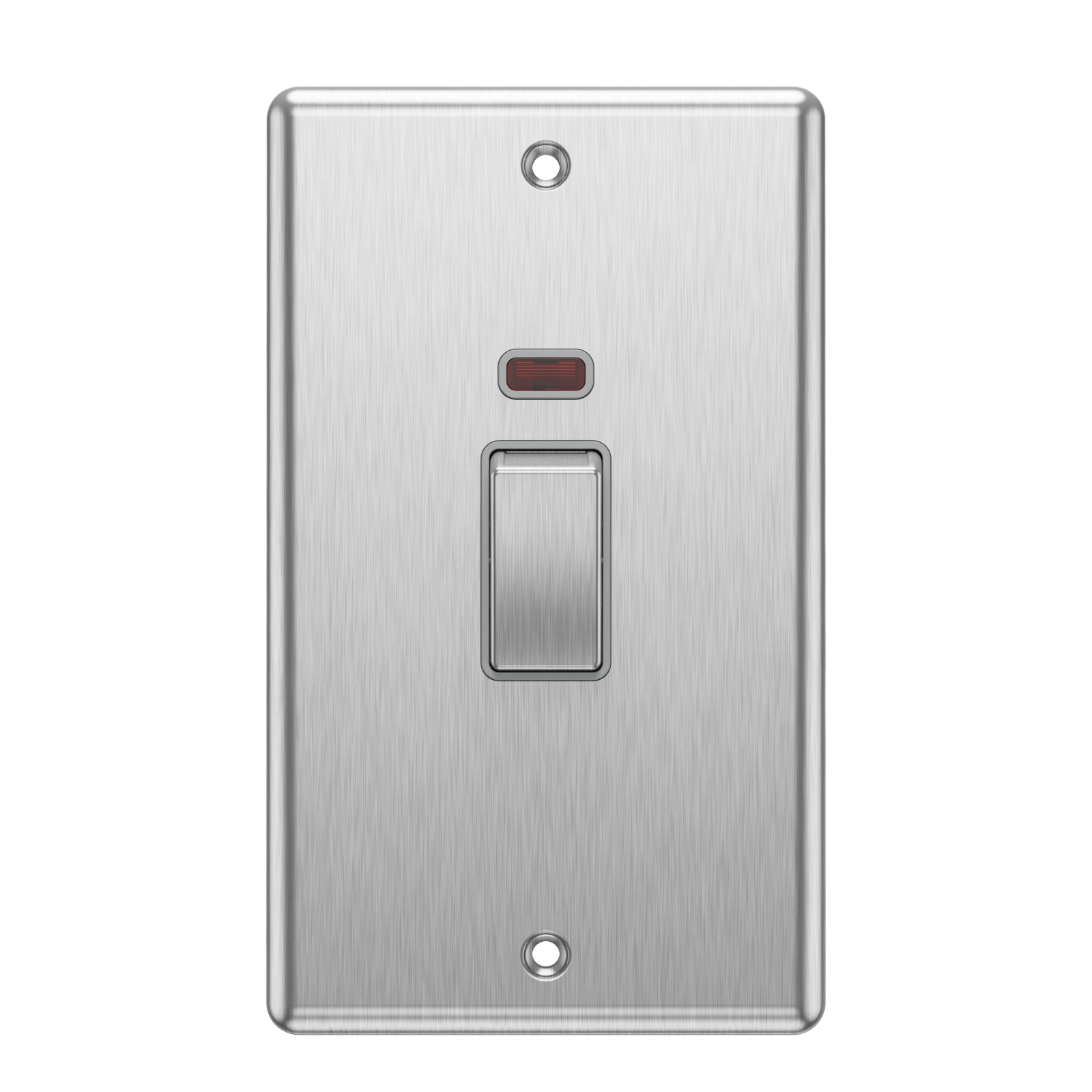 Bizline BRUSHED CHROME RAISED EDGE 1G 45AMP WITH LED VERTICAL SWITCH