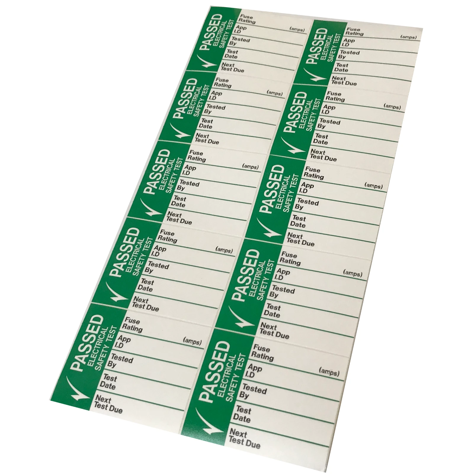Industrial Signs Pass Test Labels LGE S/A Write on Vinyl 42.5 x 32.5mm