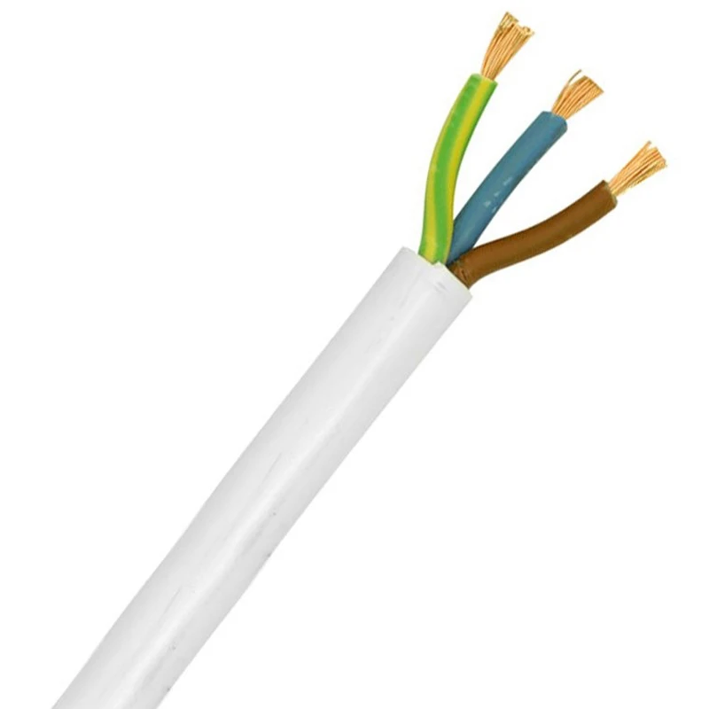 Commodity Cables 3093Y 0.75mm² White Harmonised H05V2V2-F Cable 3-Core Flexible